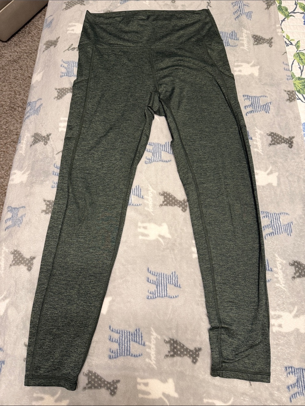 aerie Women's Heathered Dark Green High-Waist Leggings